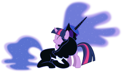 Size: 12180x7200 | Tagged: safe, artist:90sigma, twilight sparkle, oc, oc:nyx, fanfic:past sins, absurd resolution, bandage, bandaged horn, hug, nightmare nyx, simple background, transparent background, vector