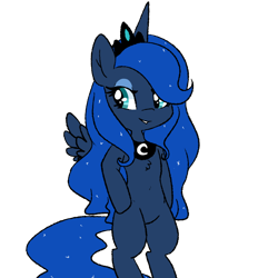 Size: 900x900 | Tagged: safe, artist:pegacornss, princess luna, alicorn, pony, bipedal, chest fluff, simple background, solo, transparent background