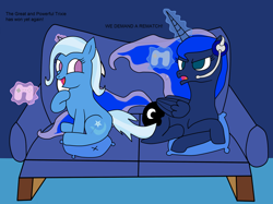 Size: 1280x956 | Tagged: safe, artist:thunder-spark-art, princess luna, trixie, alicorn, pony, female, gamer luna, mare