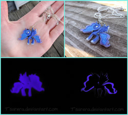 Size: 942x848 | Tagged: safe, artist:tsurera, princess luna, craft, glow, glow in the dark, irl, pendant, solo