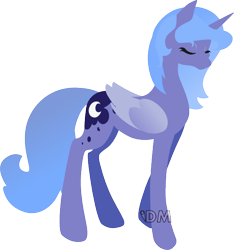 Size: 600x642 | Tagged: safe, artist:danie-me, princess luna, alicorn, pony, eyes closed, s1 luna, simple background, solo