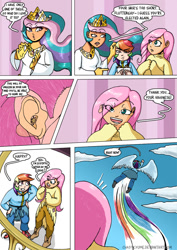 Size: 752x1063 | Tagged: safe, artist:chaoticyume, fluttershy, princess celestia, rainbow dash, human, comic, humanized, light skin