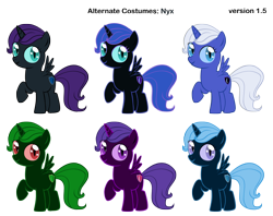 Size: 2725x2155 | Tagged: safe, artist:aibotnya, artist:pika-robo, nightmare moon, oc, oc:nyx, alicorn, pony, fanfic:past sins, alicorn oc, alternate costumes, palette swap, recolor