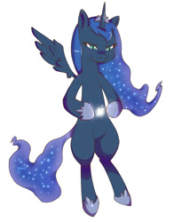 Size: 1065x1361 | Tagged: safe, artist:axisgear, princess luna, alicorn, pony, bipedal, magic, simple background, solo