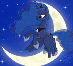 Size: 349x318 | Tagged: safe, artist:ladynanaki, princess luna, alicorn, pony, female, horn, mare, moon, solo