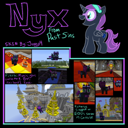 Size: 1000x1000 | Tagged: safe, artist:jovey4, screencap, oc, oc only, oc:nyx, fanfic:past sins, canterlot, castle, minecraft, minecraft skin