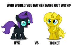 Size: 640x400 | Tagged: safe, oc, oc only, oc:nyx, oc:ticket, alicorn, pony, alicorn oc