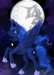 Size: 500x700 | Tagged: safe, artist:nynjakat, princess luna, alicorn, pony, mare in the moon, moon, solo