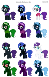 Size: 2725x4299 | Tagged: safe, artist:pika-robo, nightmare moon, oc, oc:nyx, alicorn, pony, fanfic:past sins, fanfic:winter bells, alicorn oc, alternate costumes, winter bells