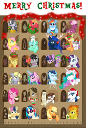 Size: 1024x1521 | Tagged: safe, artist:sandy--apples, apple bloom, applejack, big macintosh, bon bon, braeburn, cheerilee, derpy hooves, dj pon-3, doctor whooves, fluttershy, lyra heartstrings, octavia melody, pinkie pie, pipsqueak, princess cadance, princess celestia, princess luna, rainbow dash, rarity, scootaloo, shining armor, soarin', spike, spitfire, sweetie belle, sweetie drops, twilight sparkle, vinyl scratch, zecora, alicorn, dragon, earth pony, pegasus, pony, unicorn, zebra, g4, advent calendar, christmas, male, stallion