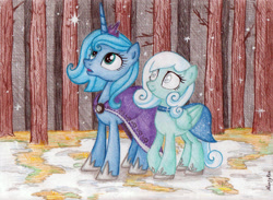 Size: 1631x1194 | Tagged: safe, artist:nancyksu, princess luna, oc, oc:snowdrop, alicorn, pony, s1 luna, winter