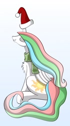 Size: 2014x3611 | Tagged: safe, artist:friendshipismetal777, princess celestia, alicorn, pony, clothes, hat, santa hat, scarf, solo