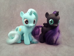 Size: 1024x768 | Tagged: safe, artist:hannaliten, lyra heartstrings, oc, oc:nyx, brushable, custom, filly, toy