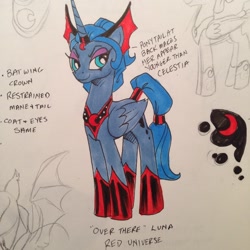 Size: 1252x1252 | Tagged: safe, artist:andypriceart, idw, princess luna, alicorn, pony, concept art, evil luna, eyeshadow, mirror universe, reference sheet, solo, traditional art