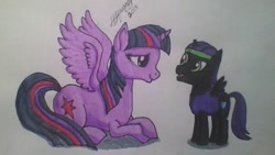 Size: 640x360 | Tagged: safe, artist:music-brush, twilight sparkle, twilight sparkle (alicorn), oc, oc:nyx, alicorn, pony, female, mare