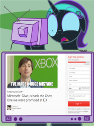 Size: 1136x1520 | Tagged: safe, oc, oc only, oc:nyx, drm, exploitable meme, meme, obligatory pony, petition, tv meme, xbox one