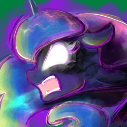 Size: 1000x1000 | Tagged: safe, artist:ryuredwings, princess luna, alicorn, pony, angry, glowing eyes, solo