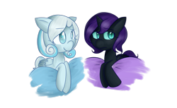 Size: 909x556 | Tagged: safe, artist:pockygirl09, oc, oc only, oc:nyx, oc:snowdrop, snownyx