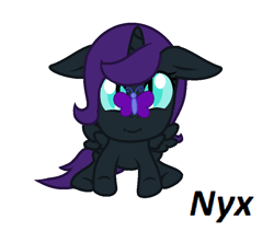 Size: 842x712 | Tagged: safe, artist:miiv12, oc, oc only, oc:nyx, alicorn, butterfly, pony, alicorn oc, cute, nyxabetes, solo