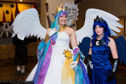 Size: 2048x1365 | Tagged: safe, artist:chochomaru, princess celestia, princess luna, human, cosplay, irl, irl human, photo