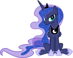 Size: 5000x4008 | Tagged: safe, artist:apony4u, princess luna, alicorn, pony, absurd resolution, frown, glare, grumpy, looking at you, simple background, sitting, solo, transparent background, vector