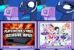 Size: 1120x760 | Tagged: safe, princess luna, alicorn, pony, exploitable meme, gamer luna, meme, obligatory pony, omega quintet, playstation 4, tv meme