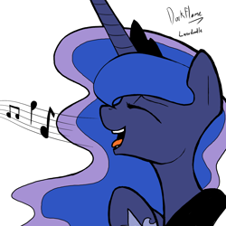 Size: 1280x1280 | Tagged: safe, artist:darkflame75, edit, princess luna, alicorn, pony, colored, lunadoodle, singing, solo