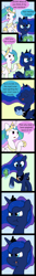 Size: 1100x8216 | Tagged: safe, artist:041744, princess celestia, princess luna, alicorn, pony, comic, controller, food, gamer luna, messy