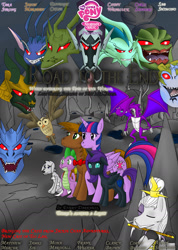 Size: 1230x1725 | Tagged: safe, artist:nigel5469, spike, twilight sparkle, twilight sparkle (alicorn), oc, oc:ben mare, oc:nyx, alicorn, dragon, pony, wolf, bai tza, crossover, dai gui, female, hsi wu, jackie chan adventures, mare, moon dragon, phobos, po kong, shendu, tchang zu, tso lan, xiao fung