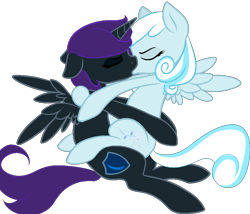 Size: 915x785 | Tagged: safe, artist:samajami, oc, oc only, oc:nyx, oc:snowdrop, alicorn, pony, alicorn oc, female, kissing, lesbian, shipping, snownyx