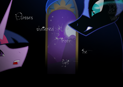 Size: 1024x728 | Tagged: safe, artist:scariswolf, twilight sparkle, oc, oc:nyx, fanfic:past sins, nightmare nyx