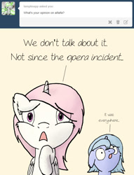 Size: 641x837 | Tagged: safe, artist:arvaus, princess celestia, princess luna, alicorn, pony, :o, alfalfa, ask, ask woona and tia, cewestia, cute, filly, floppy ears, fluffy, frown, looking at you, noodle incident, open mouth, simple background, thousand yard stare, tumblr, white background, wide eyes, woona