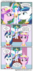 Size: 800x1703 | Tagged: safe, artist:digitaldasherbot, princess cadance, princess celestia, shining armor, alicorn, pony, unicorn, a canterlot wedding, comic