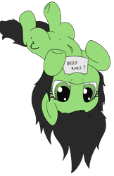 Size: 993x1535 | Tagged: safe, artist:greenwood, artist:pridark, edit, oc, oc:anon filly, bellyrub request, cute, female, filly, simple background, solo, transparent background
