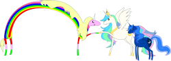 Size: 3495x1245 | Tagged: safe, artist:bellacielo, princess celestia, princess luna, alicorn, pony, adventure time, crossover, lady rainicorn