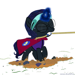 Size: 894x894 | Tagged: safe, artist:maxressor, oc, oc only, oc:nyx, alicorn, pony, fanfic:past sins, alicorn oc, cape, clothes, cmc cape, dirty, eyes closed, female, filly, glasses, gritted teeth, magic, mouth hold, mud, raised hoof, simple background, solo, telekinesis, transparent background, vector