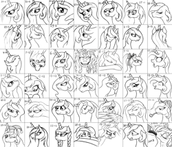 Size: 1400x1200 | Tagged: safe, artist:nalesia, princess celestia, alicorn, pony, alcohol, alternate hairstyle, blushing, christmas, drinking, drunk, feather, glasses, happy new year, hat, messy mane, monochrome, pipe, santa hat, sherlock holmes, sketch, smoking, solo