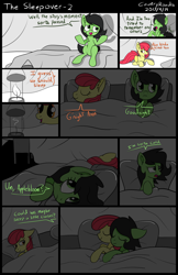 Size: 1770x2735 | Tagged: safe, artist:countryroads, apple bloom, oc, oc:anon filly, comic, cuddling, cute, female, filly, sleeping, snuggling