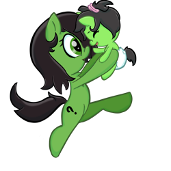 Size: 1024x1024 | Tagged: safe, artist:lazynore, oc, oc:anon filly, pony, baby, baby pony, cute, diaper, duo, female, filly, foal, holding a pony, simple background, transparent background, upsies
