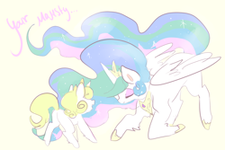 Size: 1200x800 | Tagged: safe, artist:clockworkquartet, princess celestia, oc, alicorn, pony, unicorn