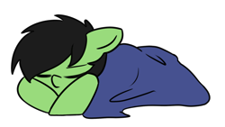 Size: 1664x937 | Tagged: safe, artist:neuro, oc, oc only, oc:anon filly, earth pony, pony, blanket, eyes closed, female, filly, simple background, sleeping, solo, transparent background