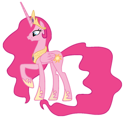 Size: 900x855 | Tagged: safe, artist:blah23z, pinkie pie, princess celestia, alicorn, pony, female, fusion, mare, pinkiecorn, race swap, raised hoof, recolor, simple background, solo, transparent background, vector, xk-class end-of-the-world scenario