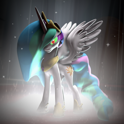 Size: 1080x1080 | Tagged: safe, artist:argodaemon, princess celestia, alicorn, pony, 3d, dark magic, magic, solo, sombra eyes, source filmmaker