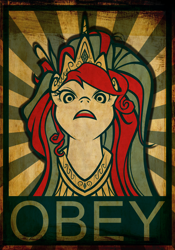 Size: 1346x1921 | Tagged: safe, princess celestia, alicorn, pony, angry, looking at you, obey, poster, propaganda, solar empire, solo