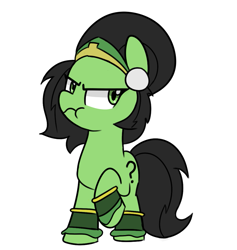 Size: 983x1035 | Tagged: safe, artist:lance, oc, oc:anon filly, clothes, cosplay, costume, female, filly, simple background, solo, toph bei fong, white background