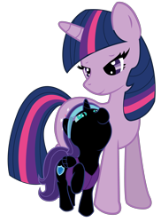 Size: 3000x4125 | Tagged: safe, artist:slyfoxcl, twilight sparkle, oc, oc:nyx, alicorn, pony, alicorn oc, female, filly