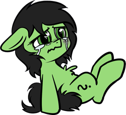 Size: 651x598 | Tagged: safe, artist:duop-qoub, edit, oc, oc:anon filly, pony, crying, female, filly, injured, sad, simple background, sitting, transparent background