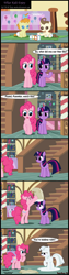 Size: 1504x5935 | Tagged: safe, artist:toxic-mario, derpibooru import, pinkie pie, pound cake, pumpkin cake, twilight sparkle, unicorn twilight, earth pony, pegasus, pony, unicorn, baby cakes, baby, baby pony, comic, female, flour, mare, photoshop