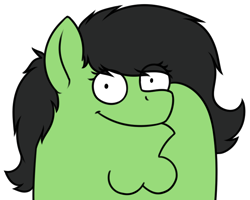 Size: 800x641 | Tagged: safe, artist:smoldix, edit, oc, oc only, oc:anon filly, bedroom eyes, crossover, family guy, female, filly, looking at you, peter griffin, simple background, smiling, solo, this is epic, transparent background