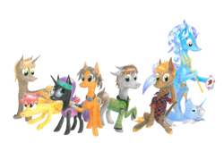 Size: 3910x2498 | Tagged: safe, artist:pony-from-everfree, oc, oc:nyx, oc:spell nexus, alicorn, merpony, pony, alicorn oc, chell, compilation, crossover, multi-character, penstroke, portal (valve), royal guard